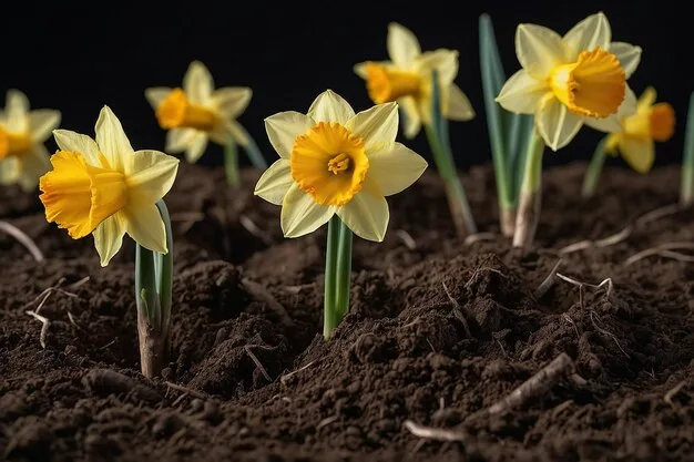 Overcrowded daffodil bulbs