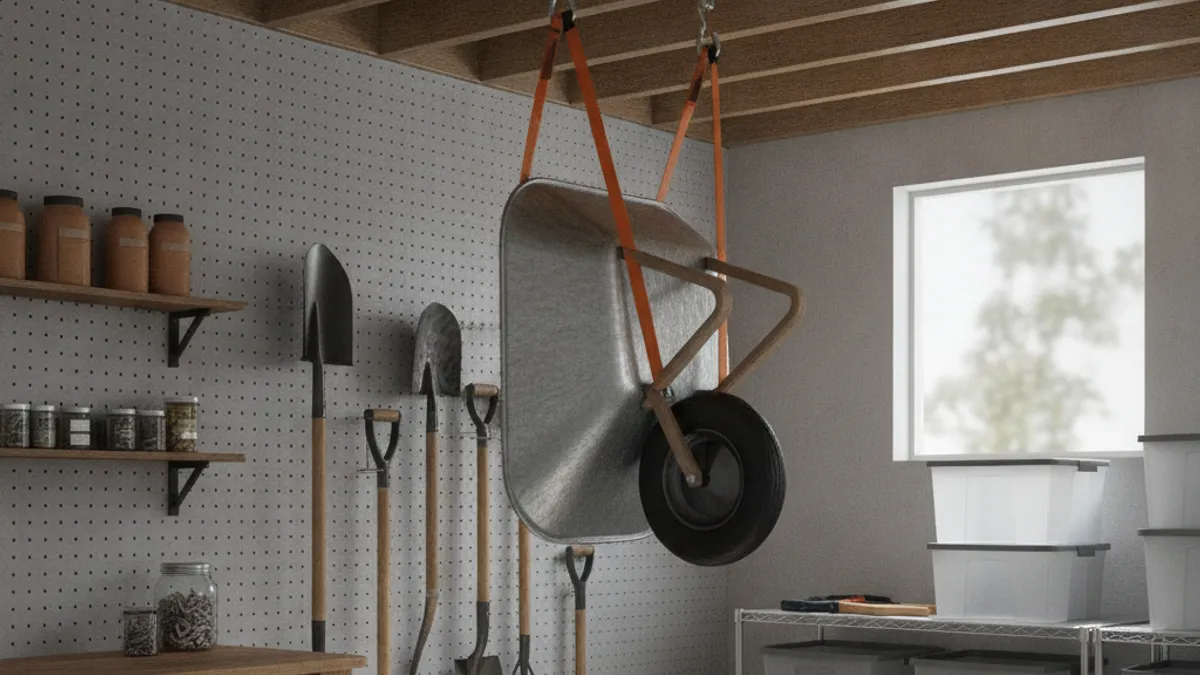 Quick Answer: How to Store a Wheelbarrow in a Garage