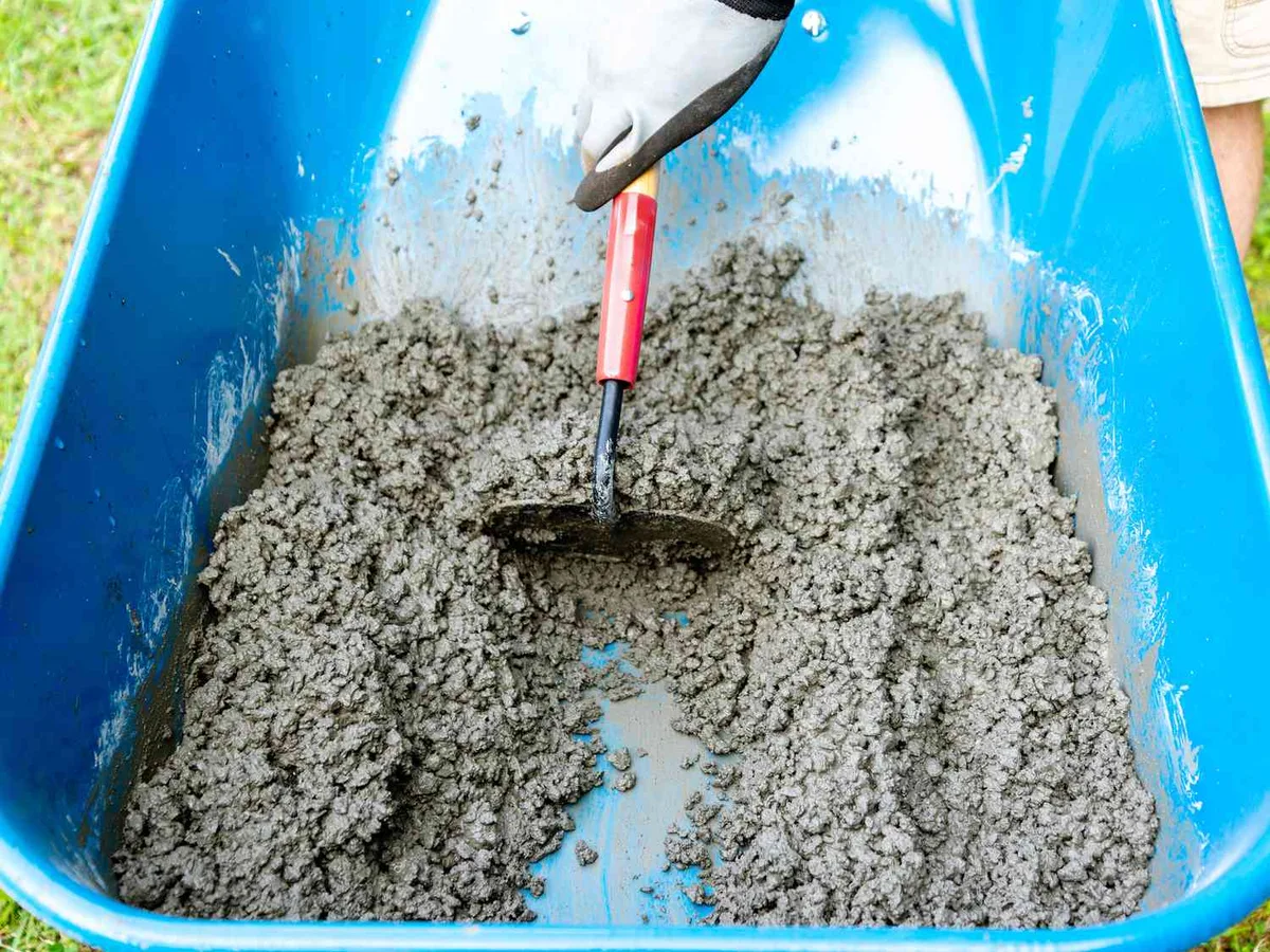 shovel and hoe for mixing concrete