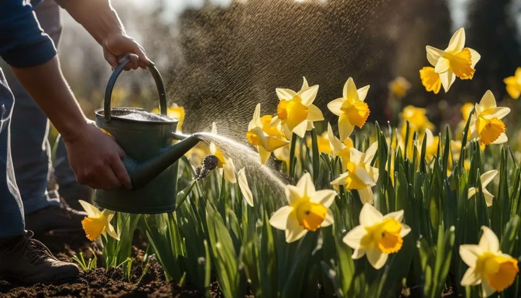 Watering post-flowering daffodils