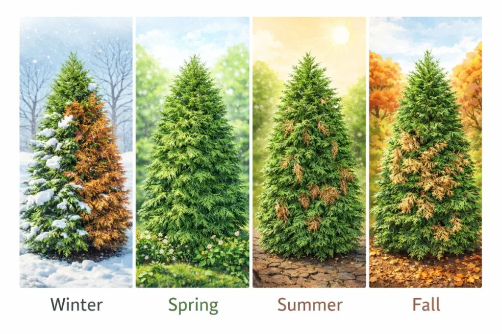arborvitae browning patterns