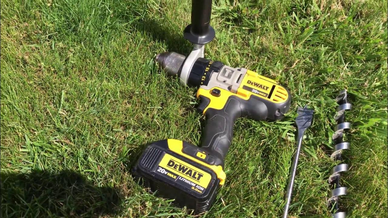 drilling holes in stump close up