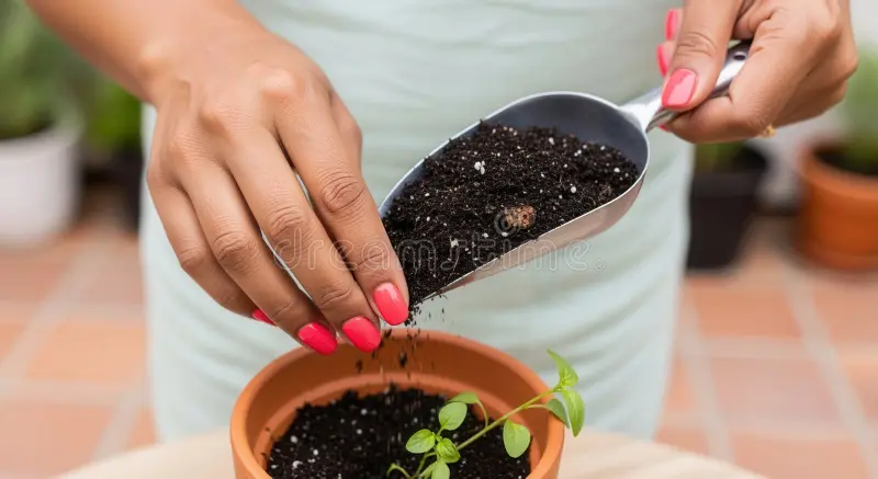 potting a houseplant step by step
